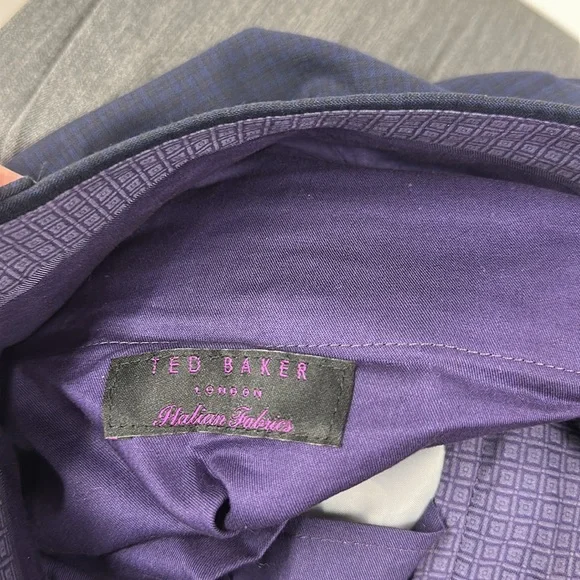 Ted Baket navy blue black Buffalo check wool pants 33R - Picture 6 of 7